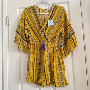 New with tag: Hayden Yellow and Blue/Purple Floral Boho Romper